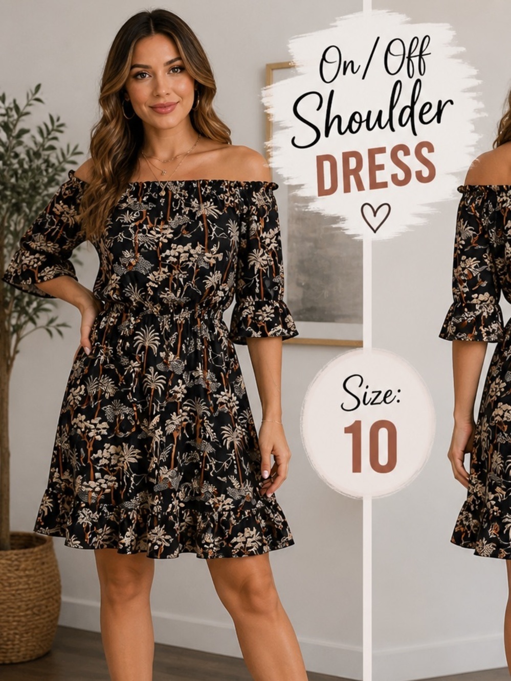 H&M Off-Shoulder Floral Dress size 10
Pit 20”
Length 37”
Very stretchy and flowy